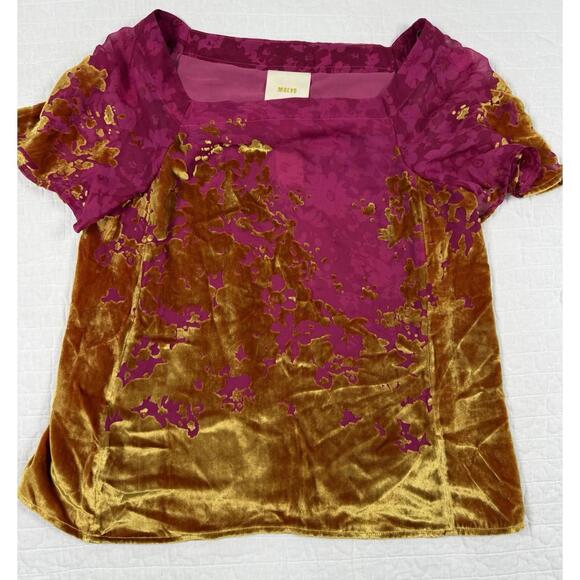 Maeve Tops - Anthropologie Maeve Top Women XS Ombré Shimmer Tee Velvet Burnout Fairy Silk